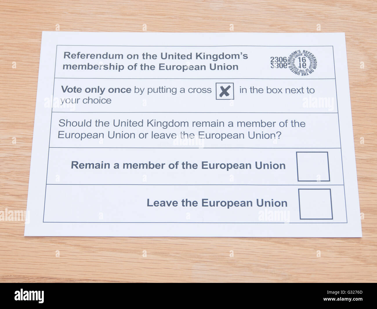 Exeter UK 7 June 2016 EU referendum voting by postal ballot Stock Photo