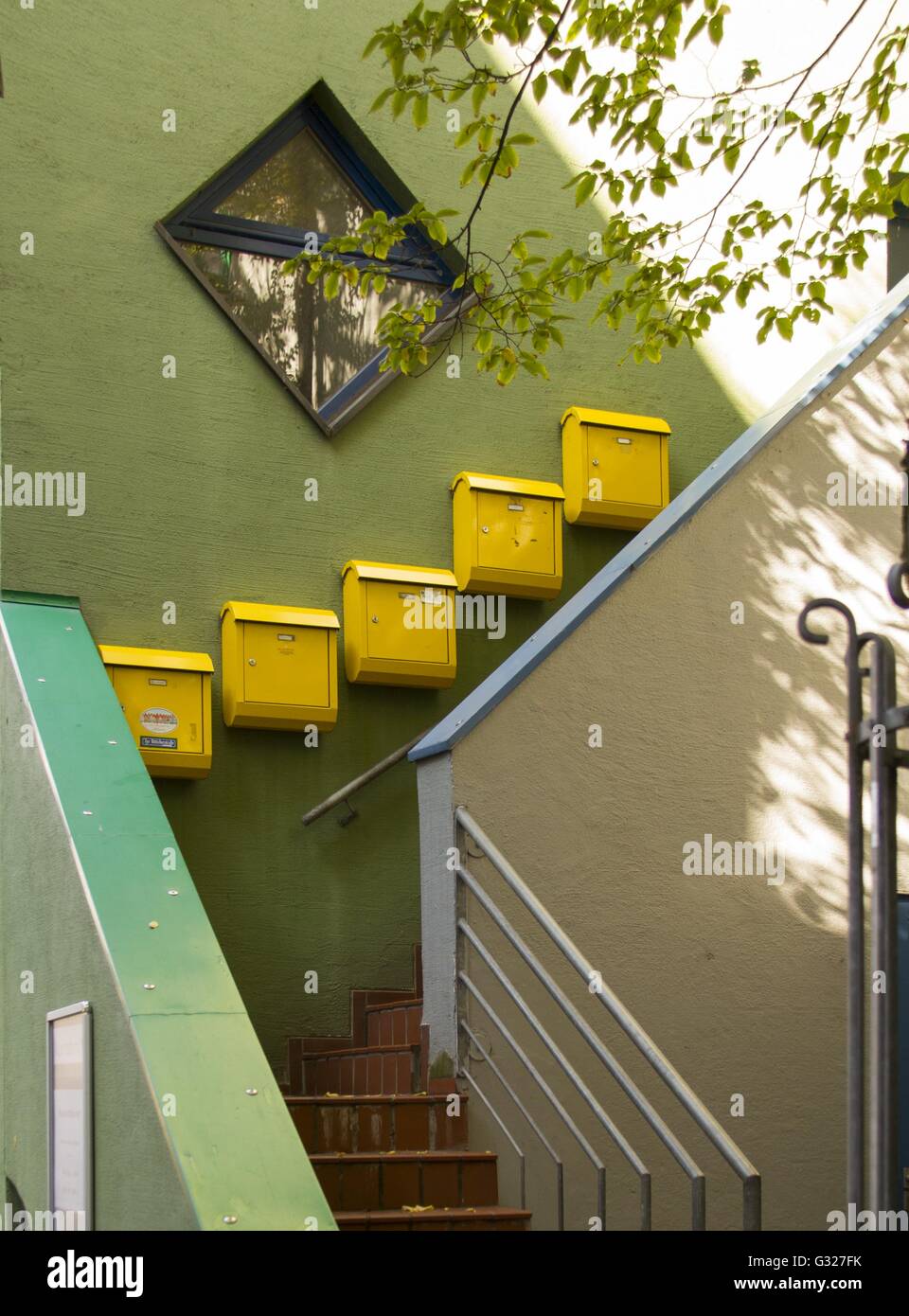 Yellow mailboxes in house Entrance.Bremen,Germany Stock Photo Alamy