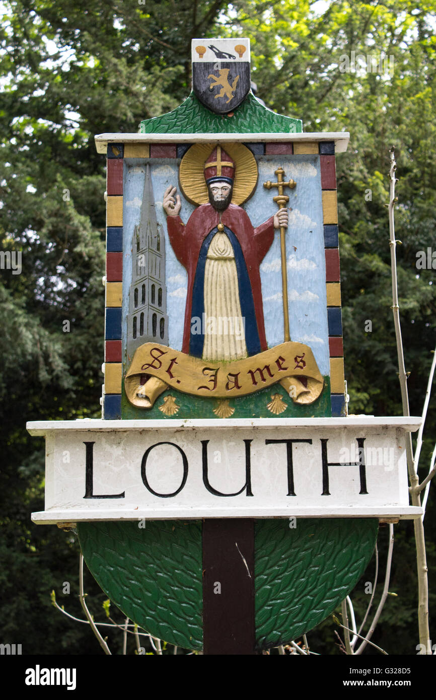 Signage at the entrance to Louth, twinned with La Ferte Bernard. The