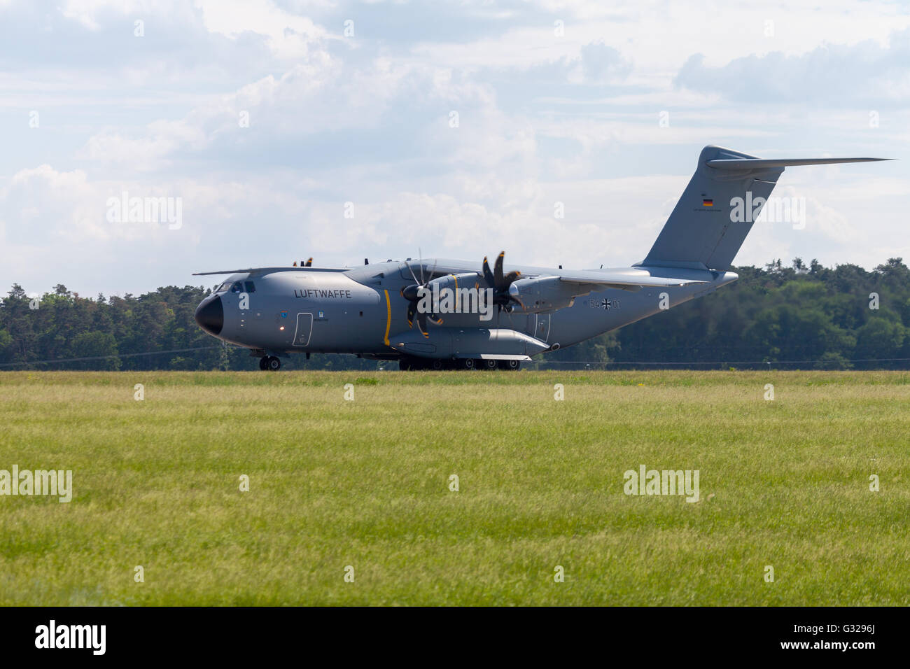 BERLIN / GERMANY - JUNE 3,2016: military Airbus A 400 M plane during ...