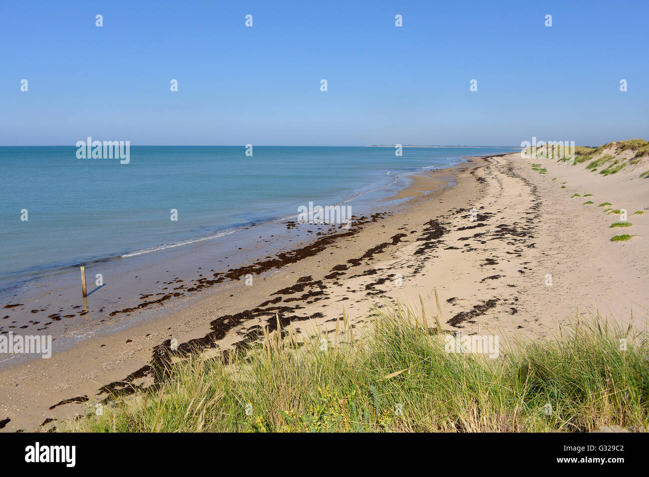 Beach of Pirou in France Stock Photo