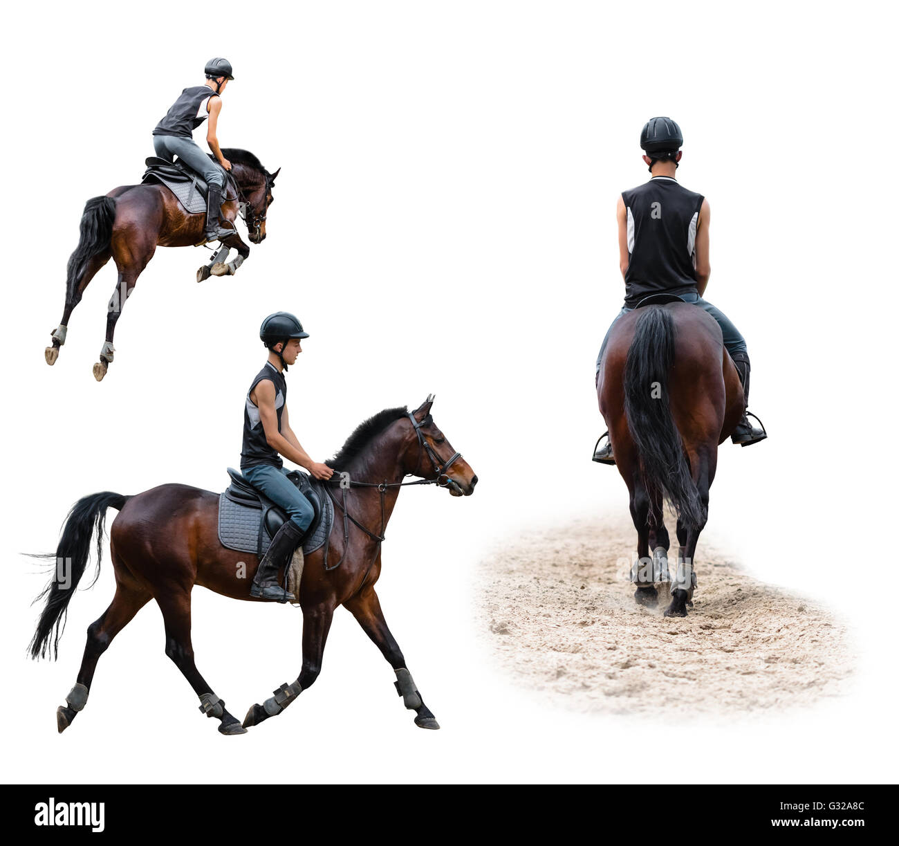 man riding on a horse isolated white background Stock Photo - Alamy