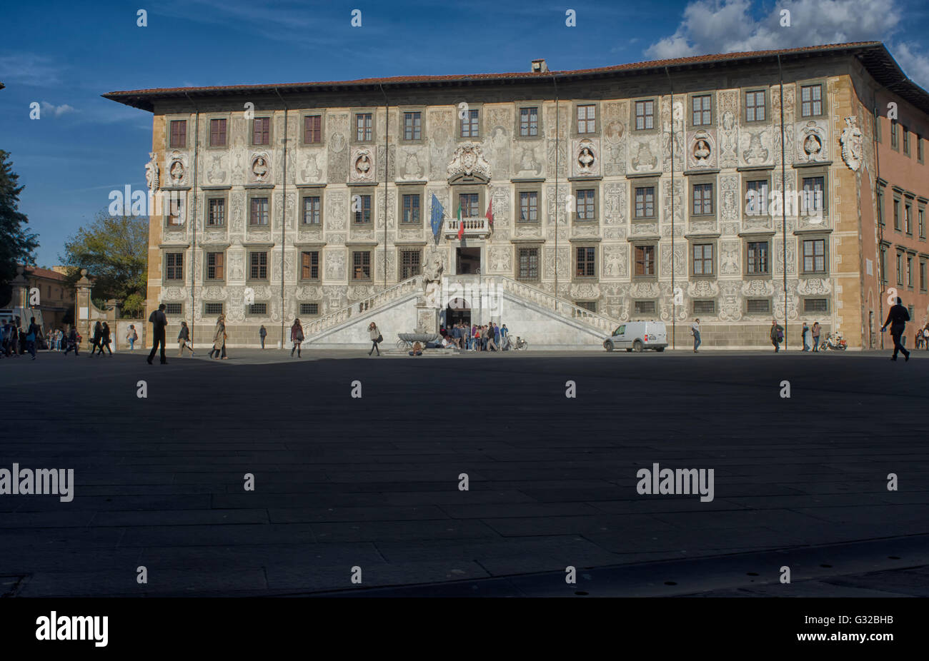 Pisa, Italy - October 22, 2015: The Knights Square and the Scuola Normale of Pisa Stock Photo
