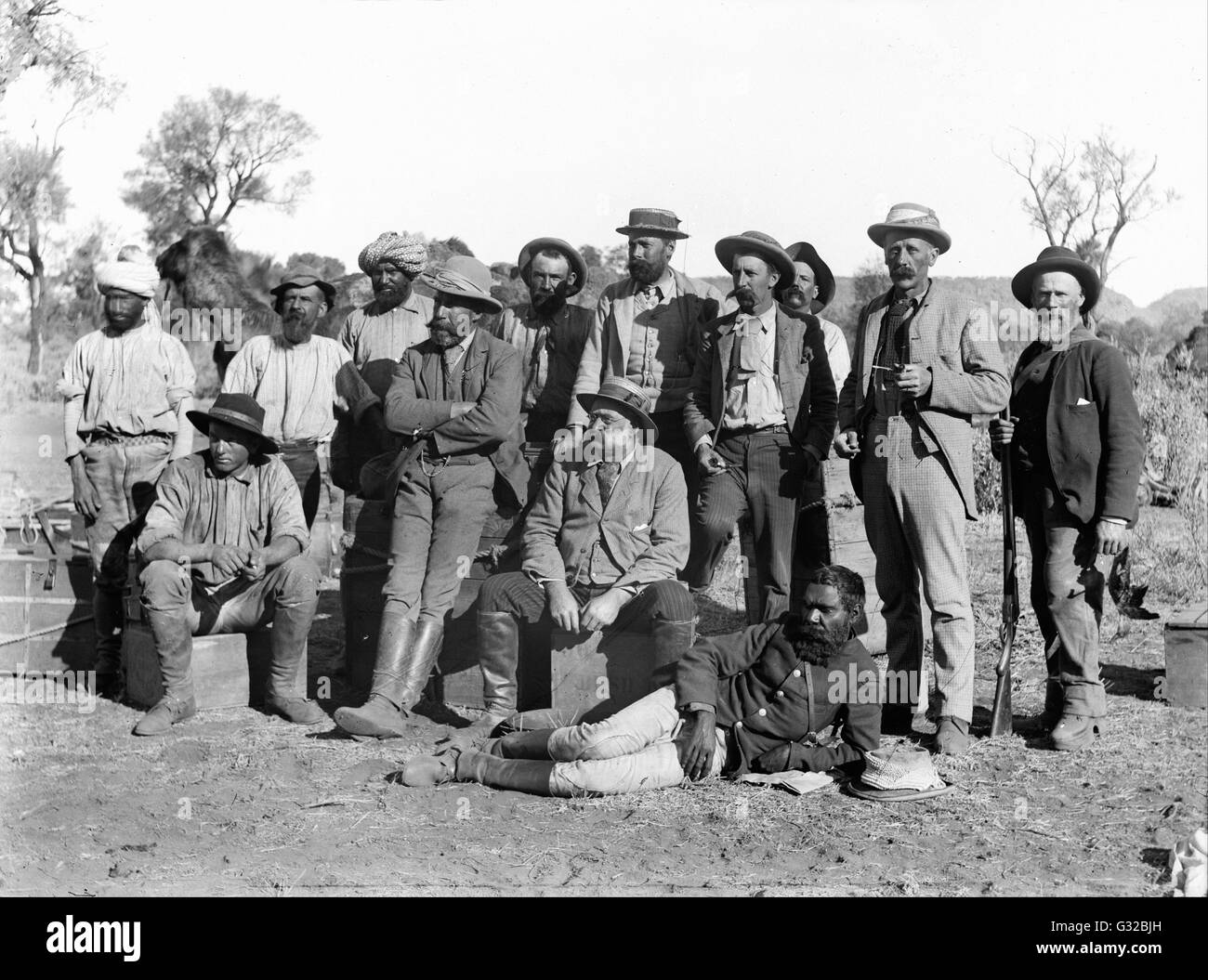 Walter Baldwin Spencer - Members of the Horn Expedition, Alice Springs, Central Australia, 1894   - Museum Victoria, Carlton Australia Stock Photo