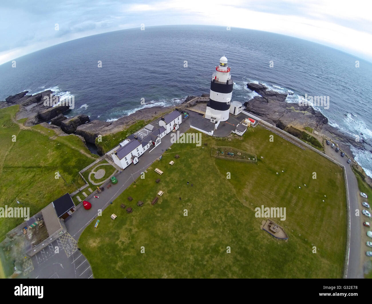 Aerial Shot Of Hook Head taken during the summer. The Hook Lighthouse