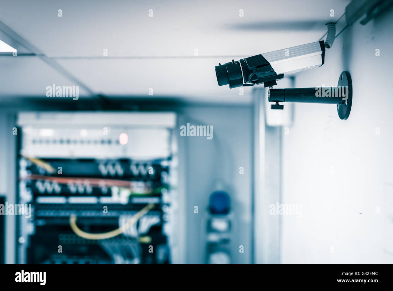 a cctv security surveillance camera in a server room Stock Photo Alamy