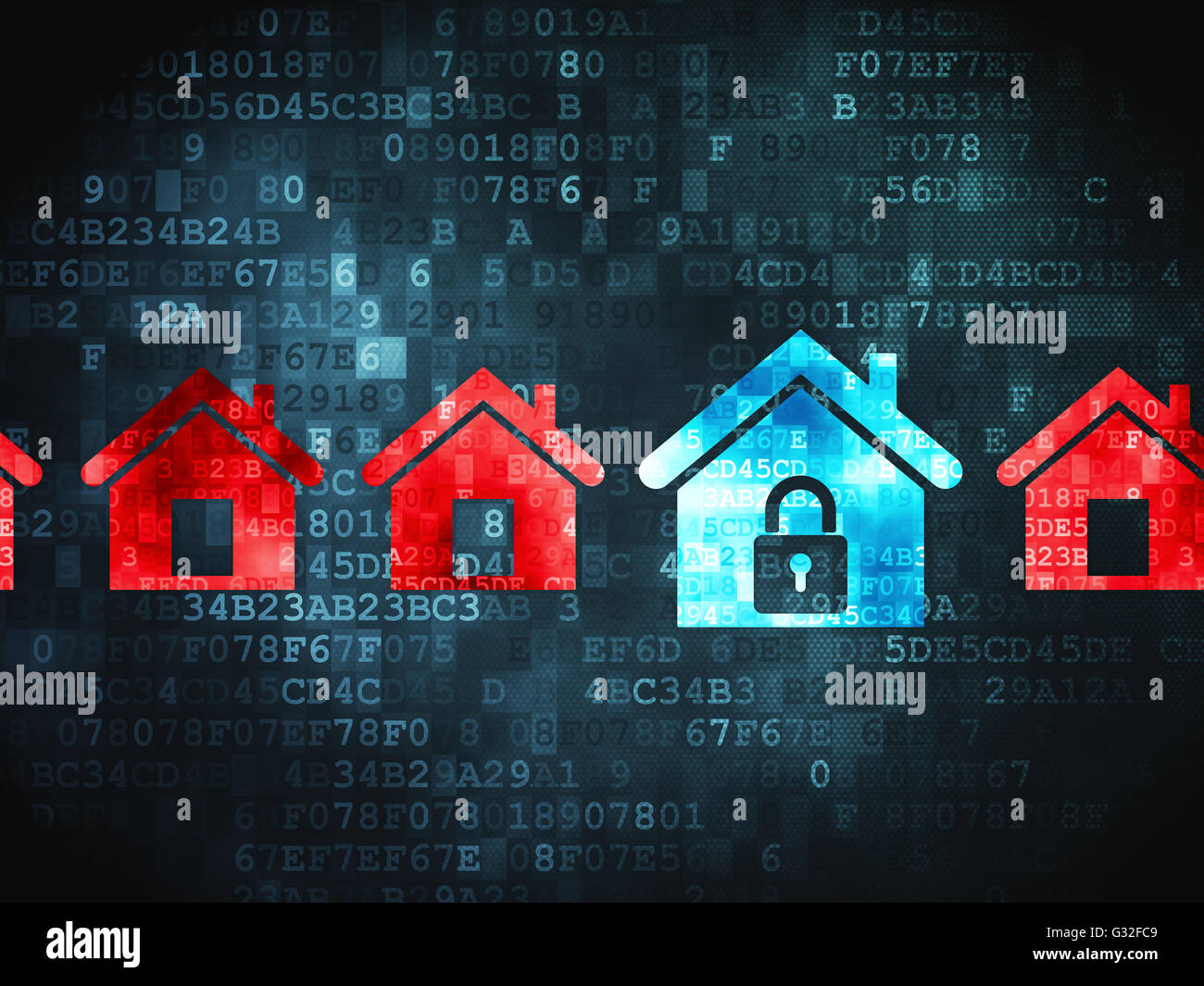 Security concept: Home on digital background Stock Photo - Alamy