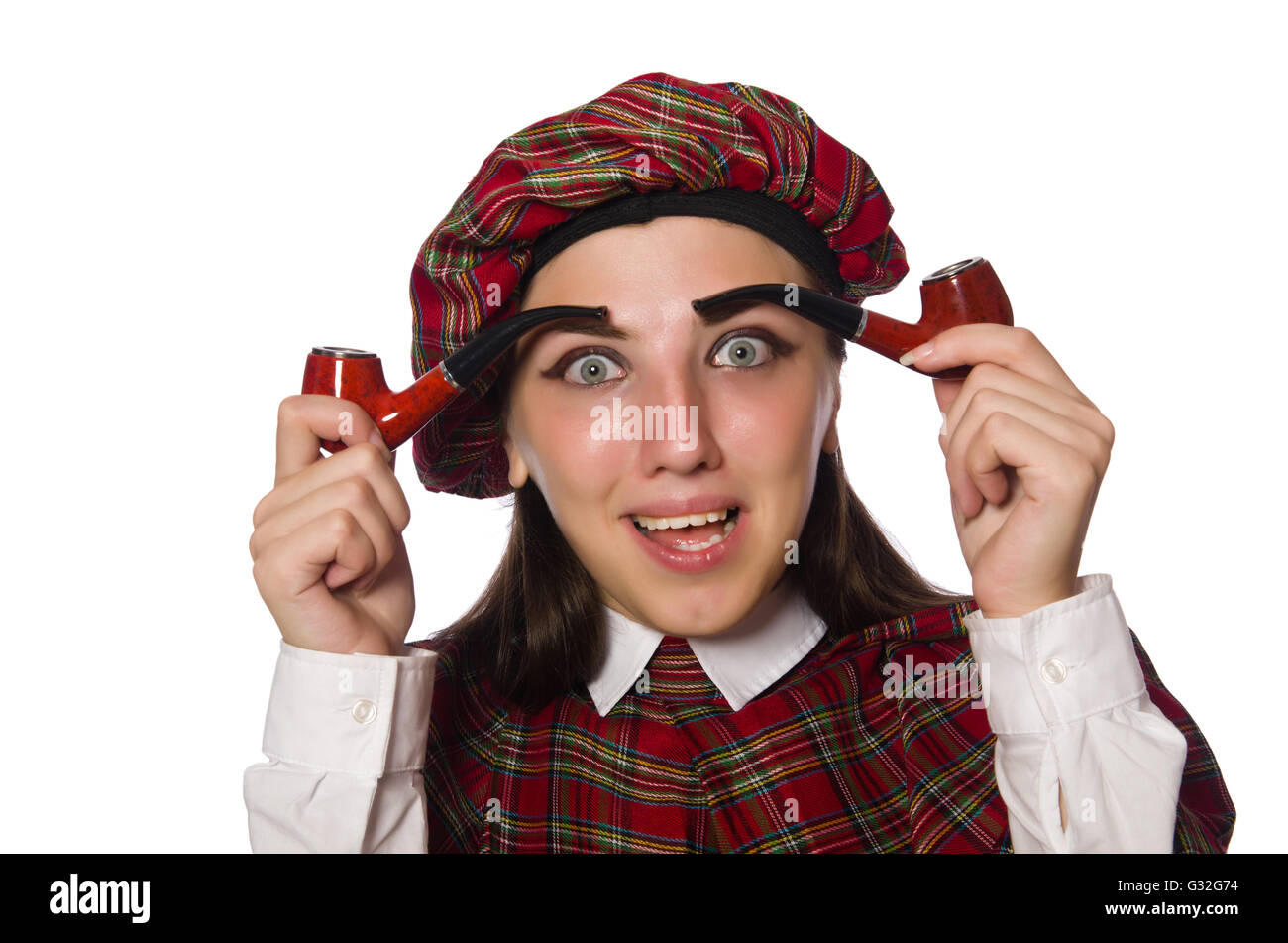 Scottish woman isolated on the white background Stock Photo