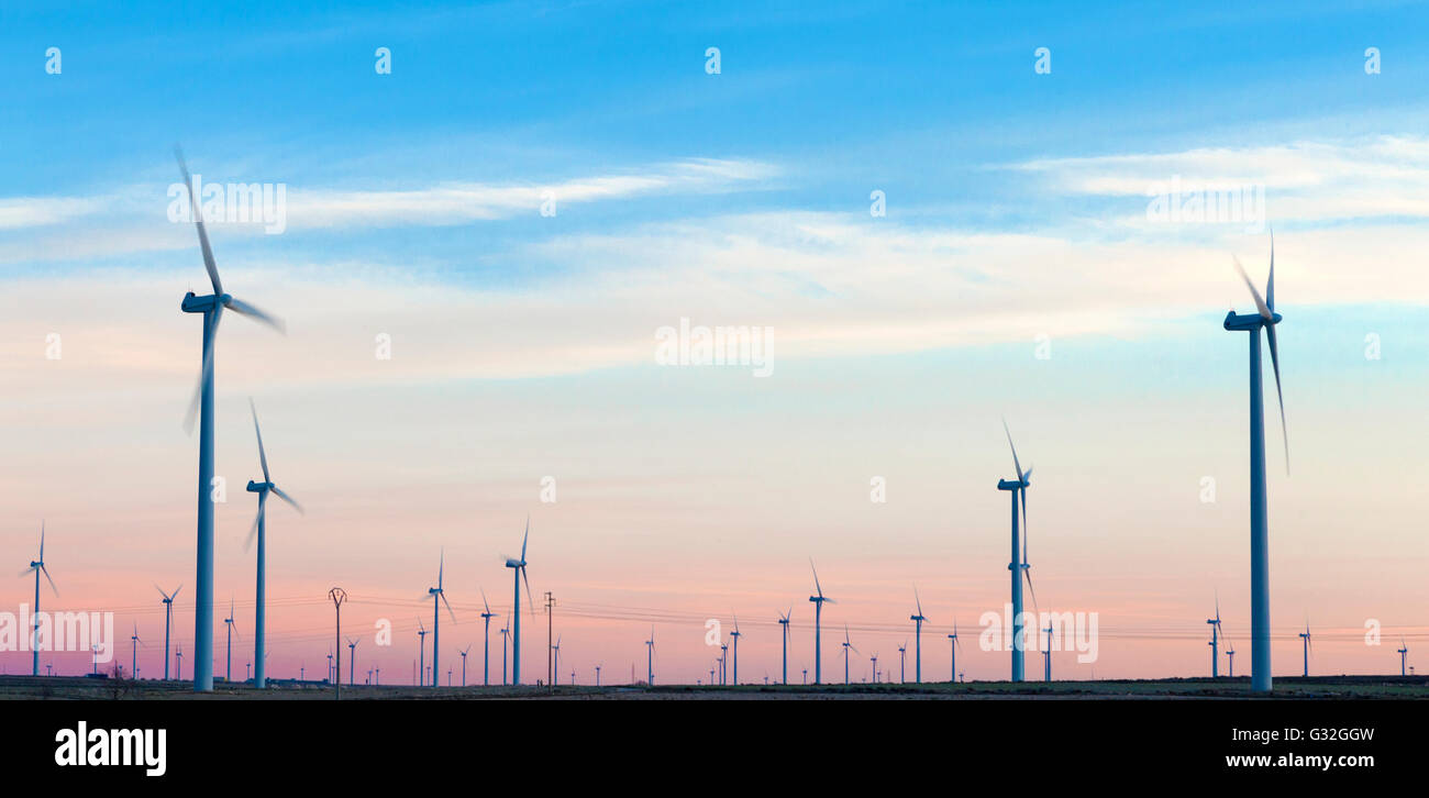 renewable energies. Wind farm. Wind Turbines Stock Photo