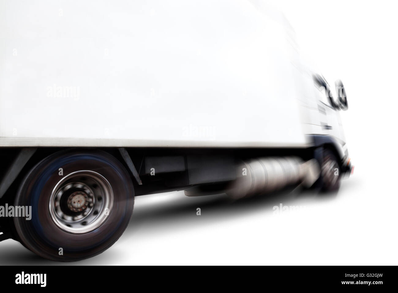 Truck isolated over white background .Motion blur.Transport of commodity Stock Photo