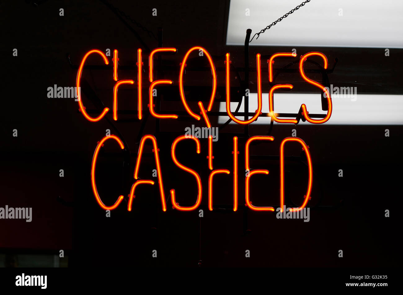 Cheques Cashed digital sign Stock Photo