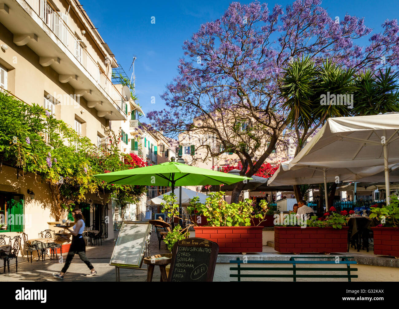 A Restaurant In Town Hall Square, Corfu Old Town, Corfu Island, Greece