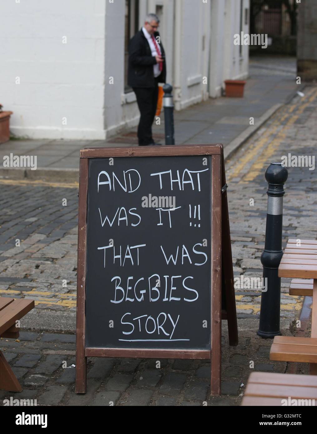 A sign on the set of the new film Trainspotting 2 which is being filmed
