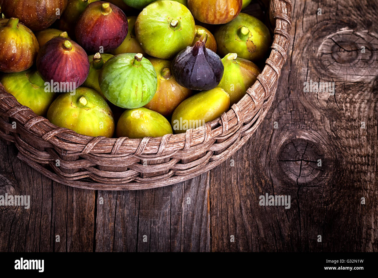 Different varieties of figs with copy space Stock Photo Alamy