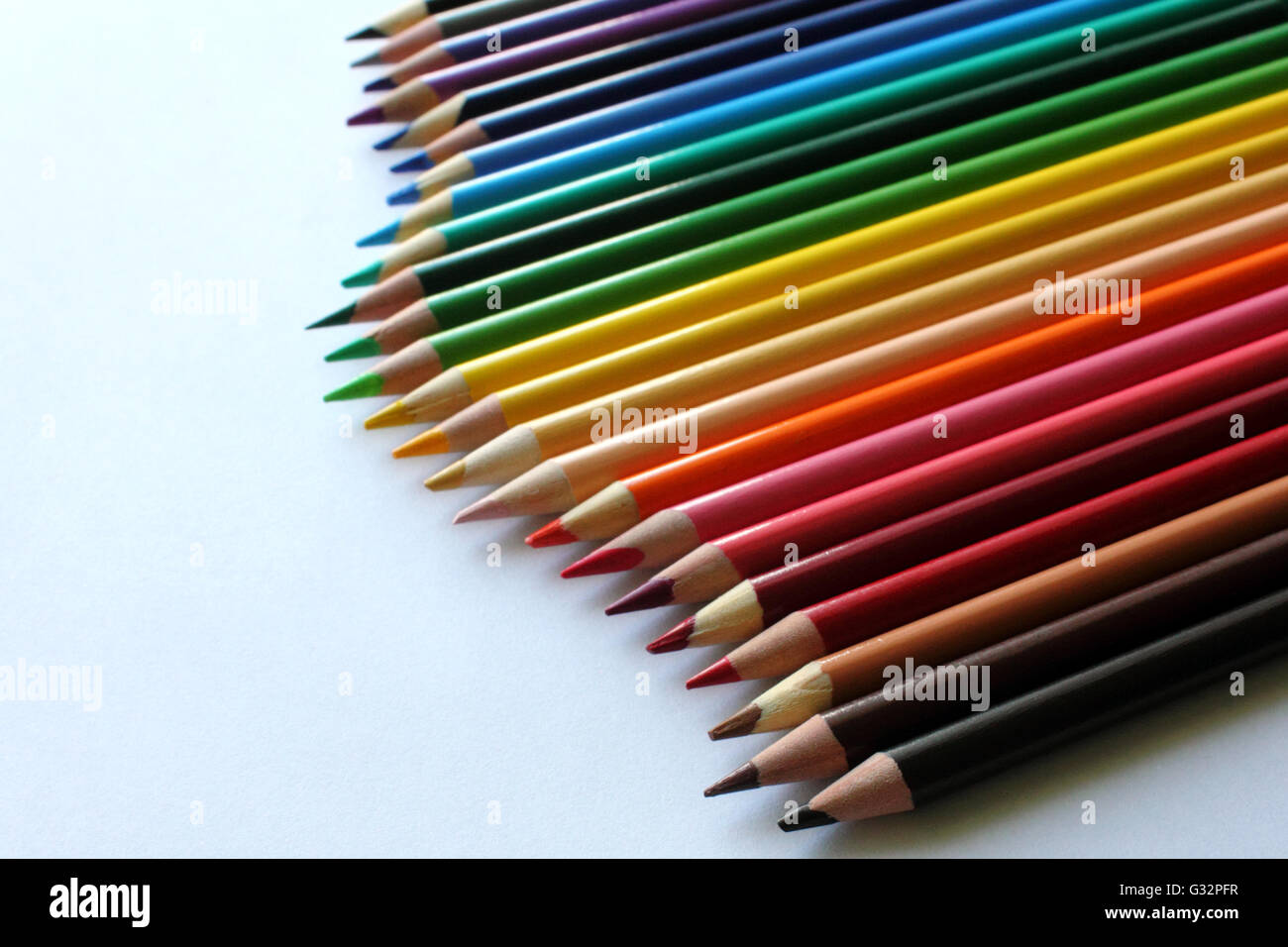 Sharpened pencil crayons. Stock Photo
