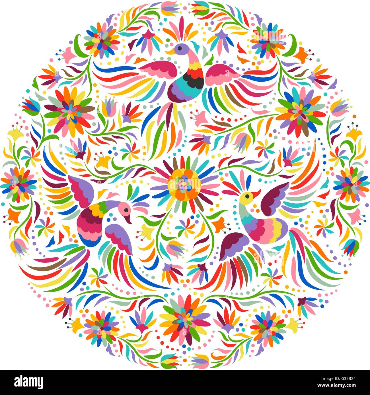 vector Mexican embroidery round pattern Stock Vector Image & Art - Alamy