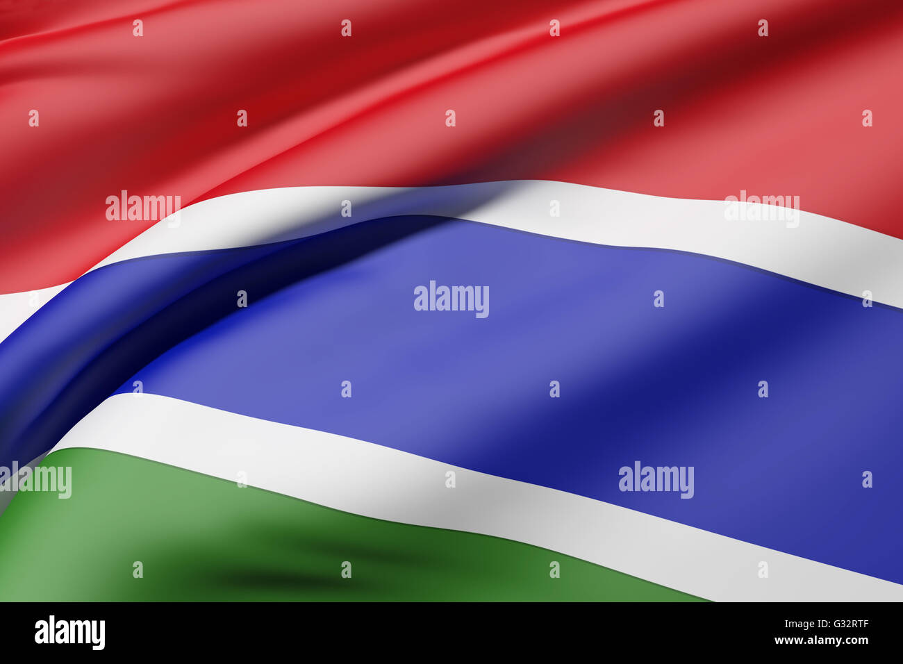 3d rendering of Gambia flag waving Stock Photo - Alamy