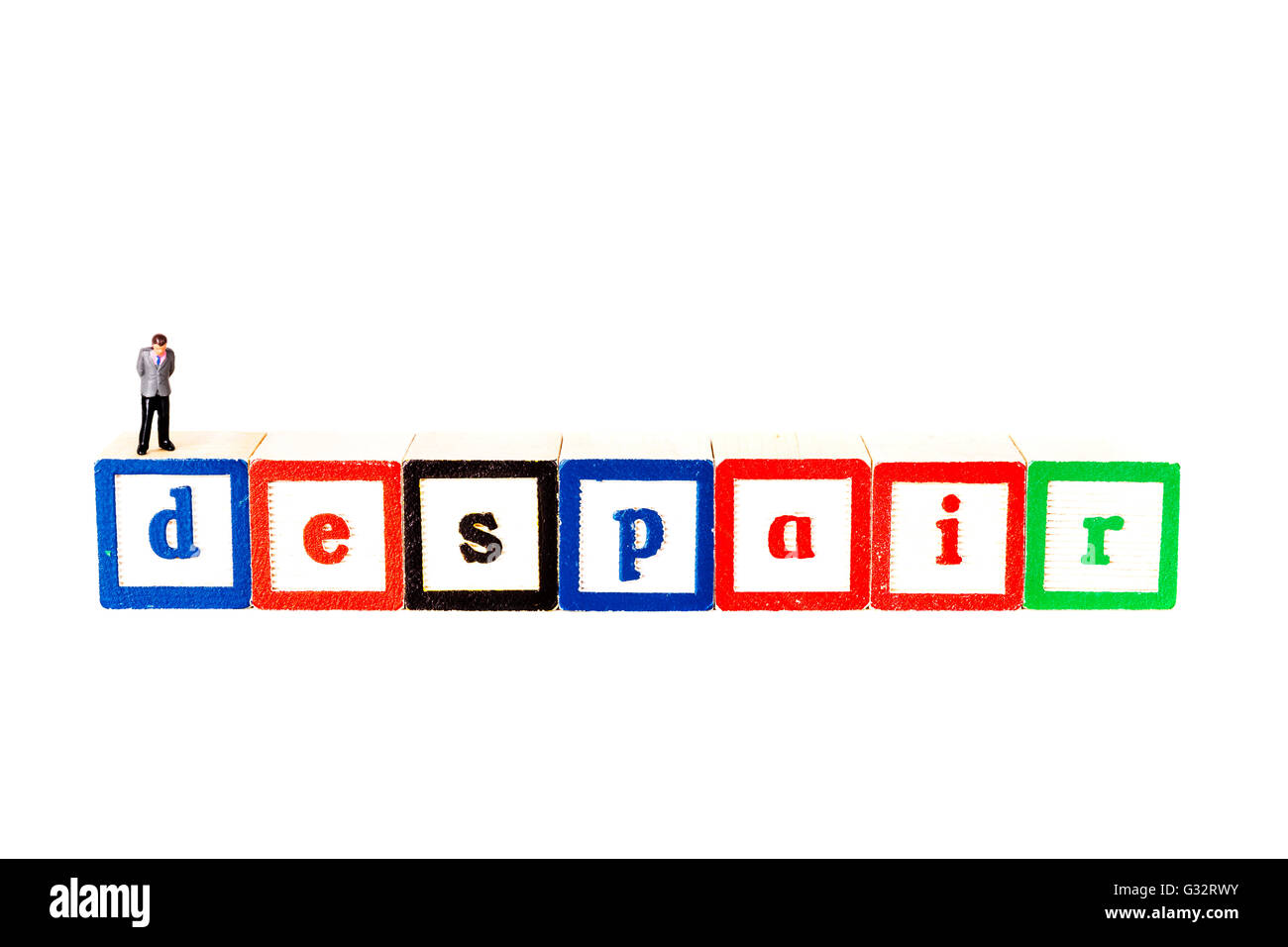 Despair the complete loss or absence of hope hopelessness desperation distress anguish pain unhappiness dejection depression Stock Photo