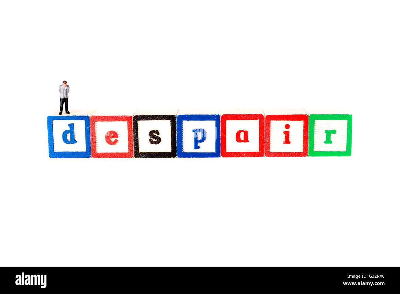 Despair the complete loss or absence of hope hopelessness desperation distress anguish pain unhappiness dejection depression Stock Photo