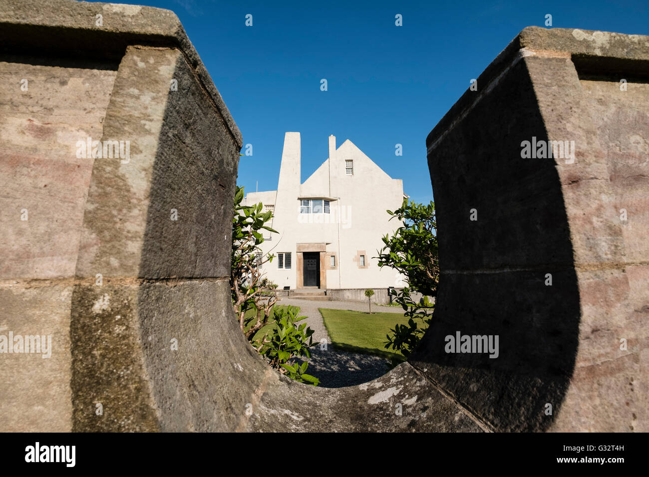 View of Hill House in Helensburgh, designed by Charles Rennie Mackintosh,;Scotland, United Kingdom Stock Photo