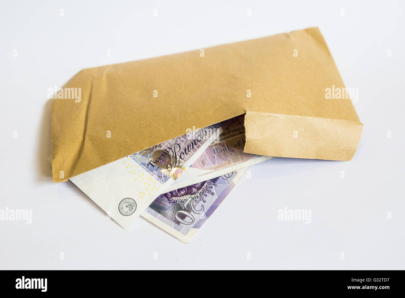 £1000 in used twenty pound notes. Stock Photo
