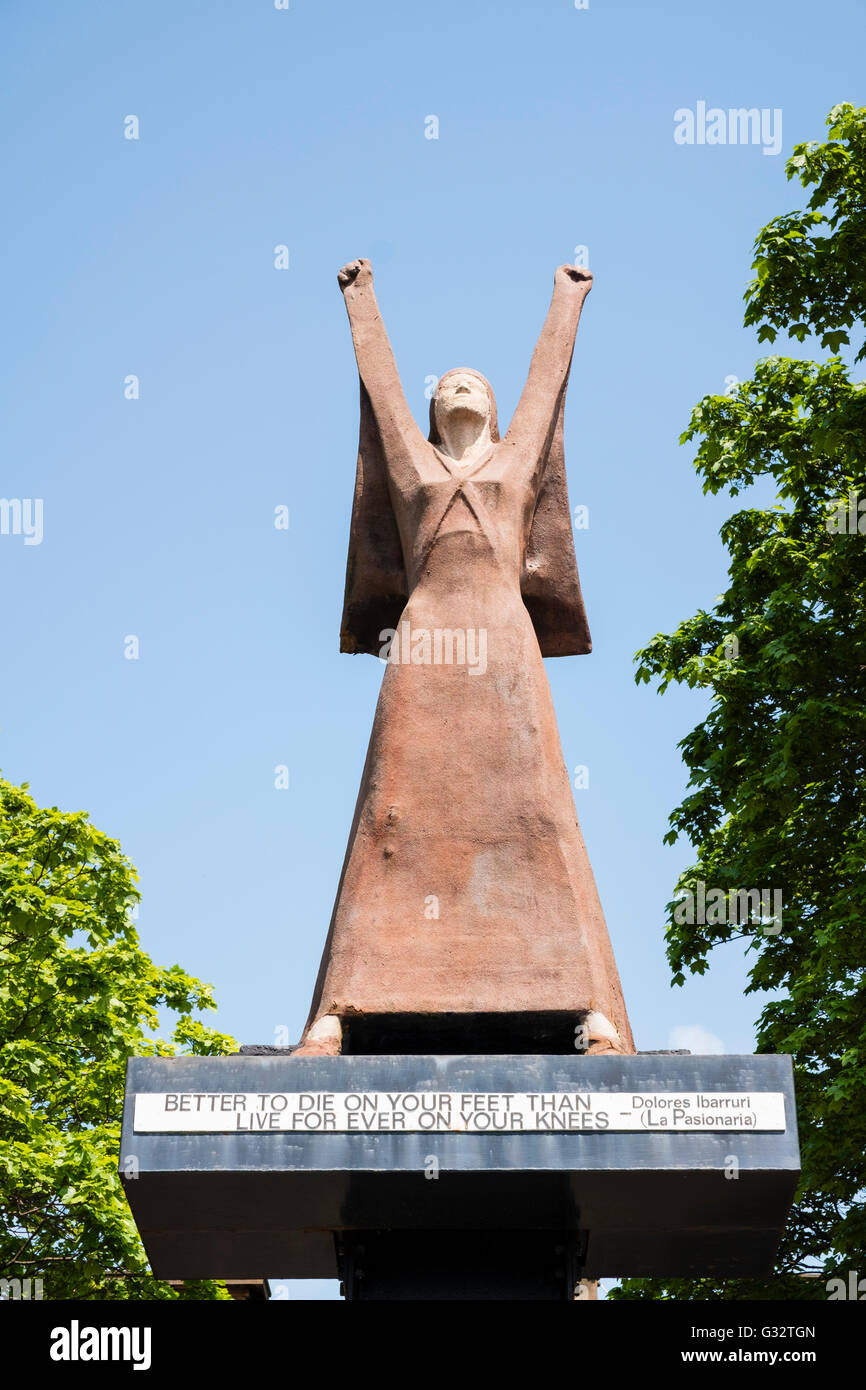 La Pasionaria Statue.depicting  Dolores Ibarruri  by Arthur Dooley on Clyde Street central Glasgow, United Kingdom Stock Photo