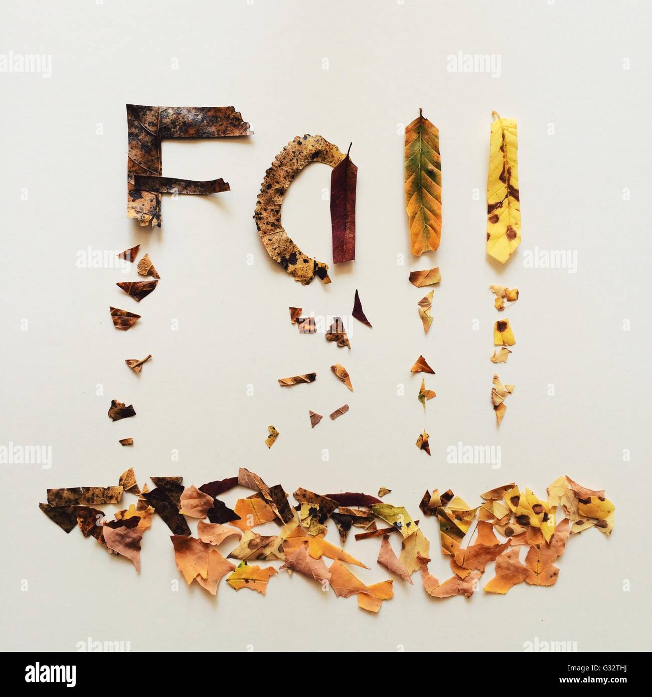 Autumn leaves spelling word fall Stock Photo