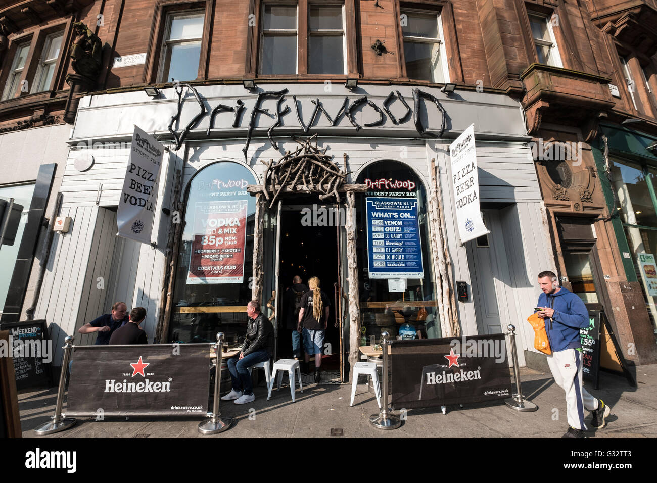 Driftwood pub exterior on Sauchiehall Sreet in Glasgow United Kingdom