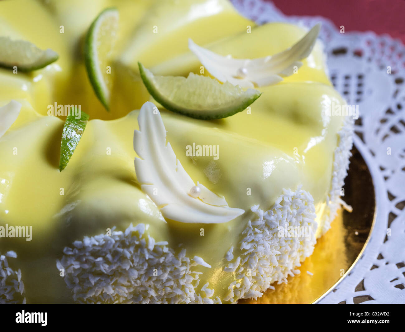 Cake with white chocolate and coconut Stock Photo
