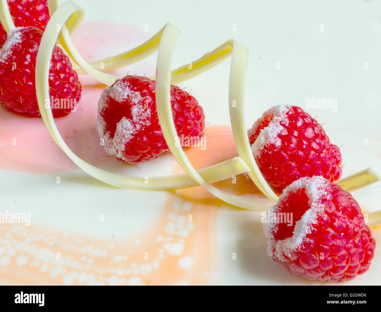 White chocolate and raspberry cake Stock Photo