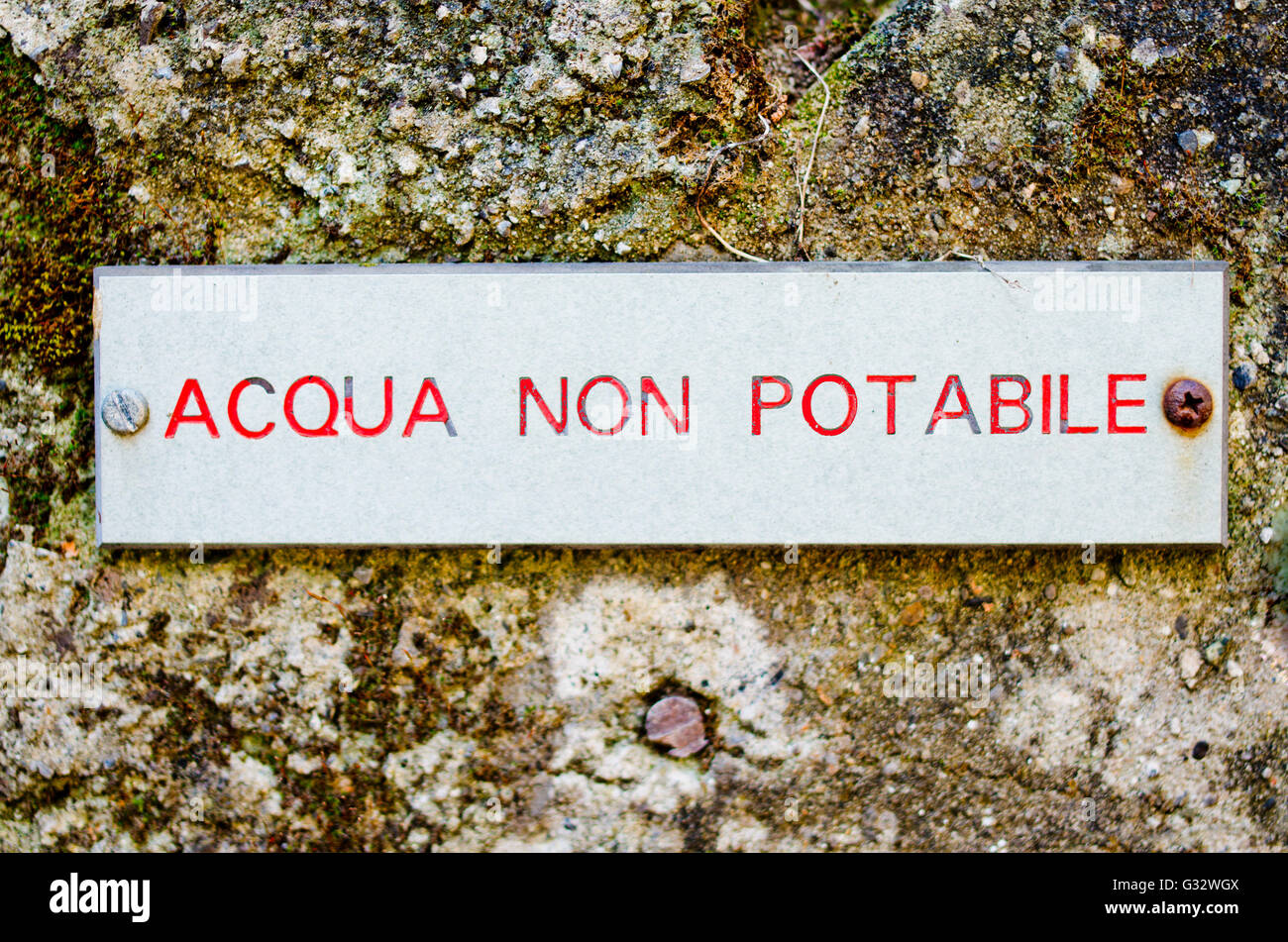 Italian Non-potable water sign Stock Photo