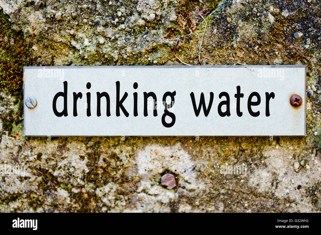 Close-up of drinking water sign Stock Photo