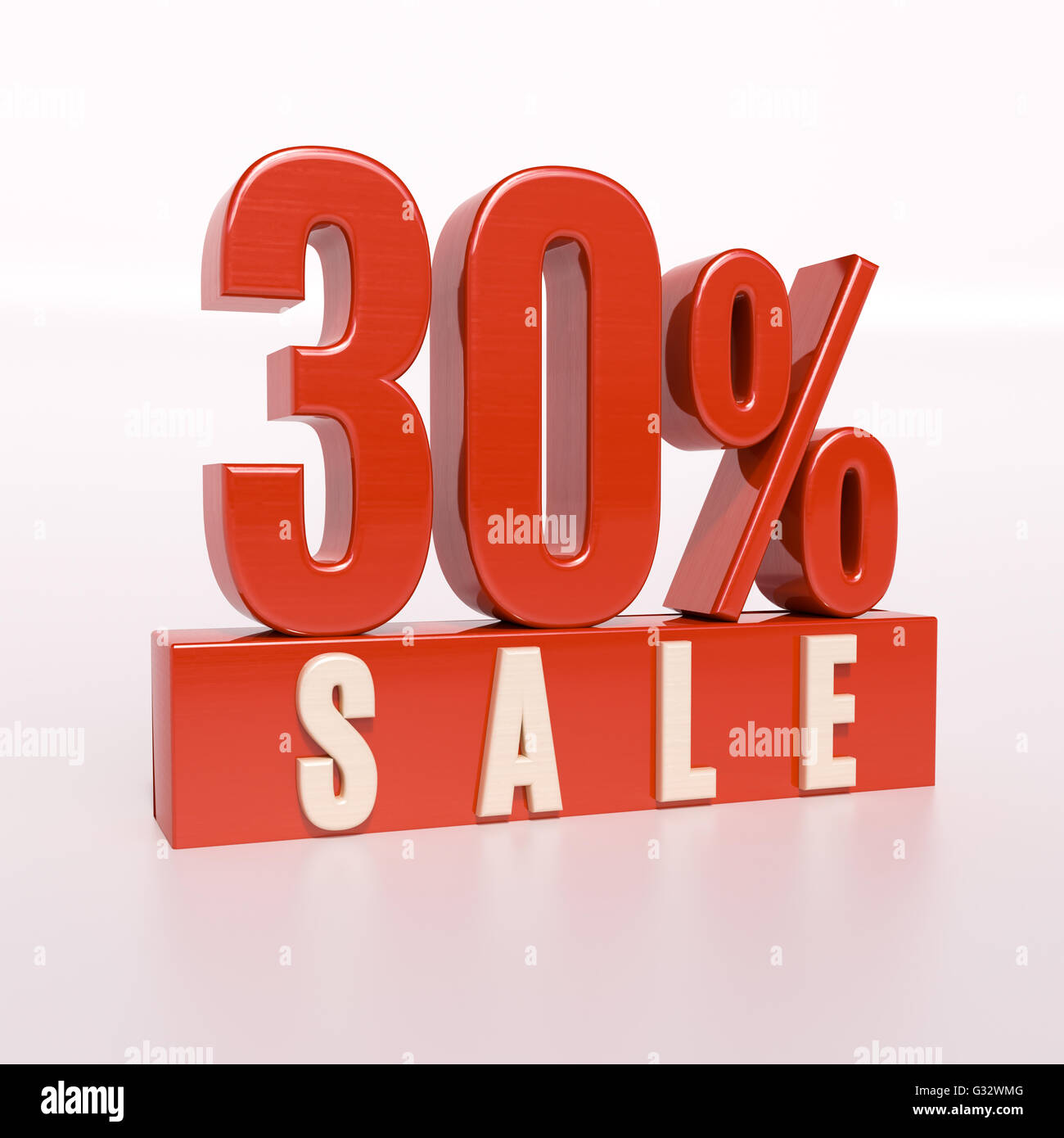 3d Render Red 30 Percent Percentage Discount Sign On White 30 Stock Photo Alamy