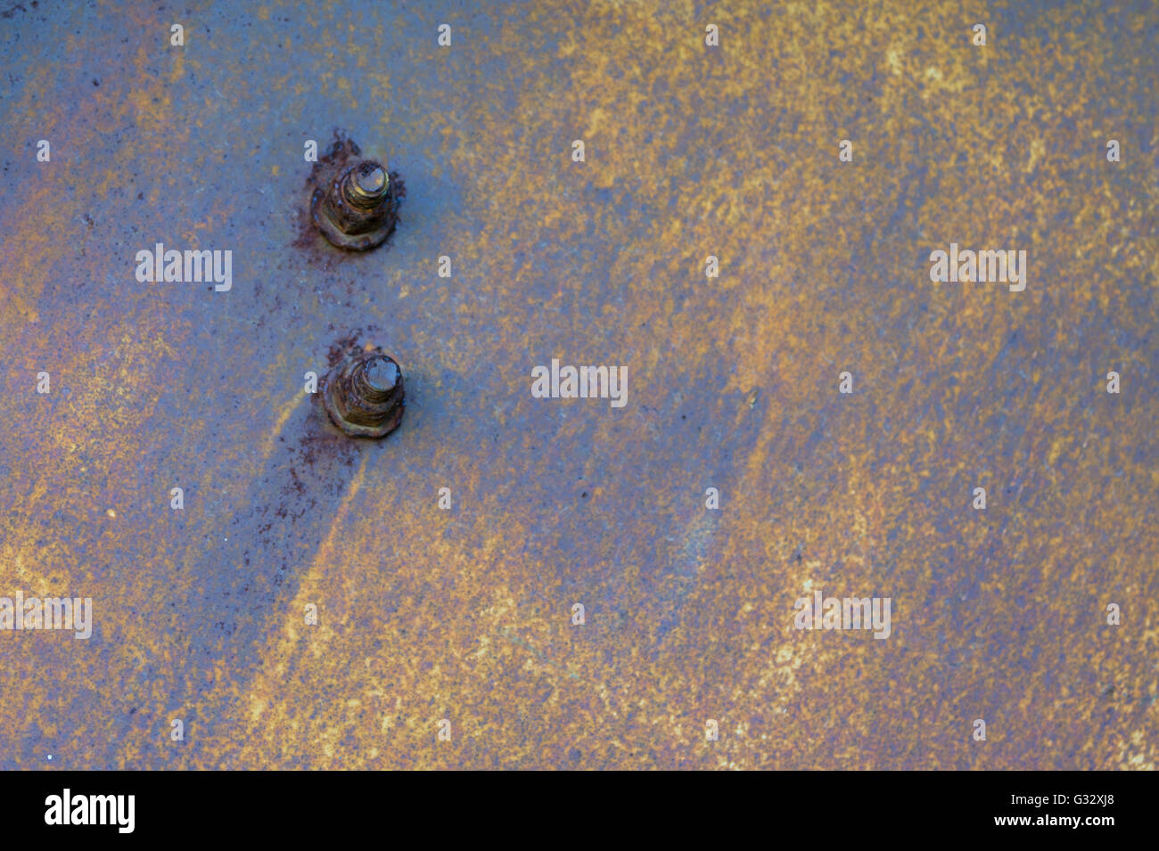 detail of two bolts in a steel panel Stock Photo