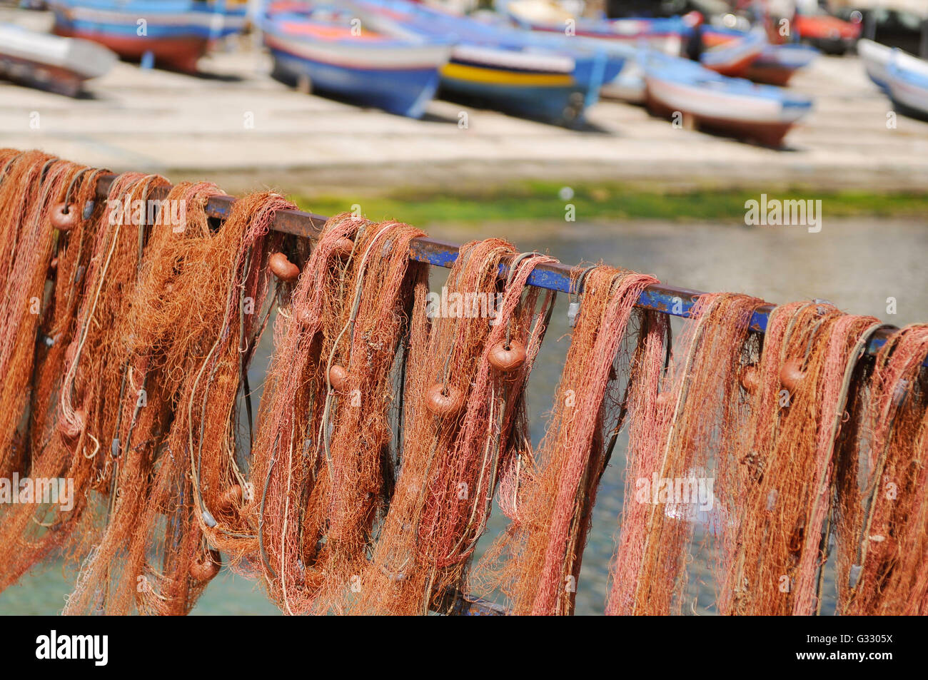 Sicily fishing boat nets hi-res stock photography and images - Alamy