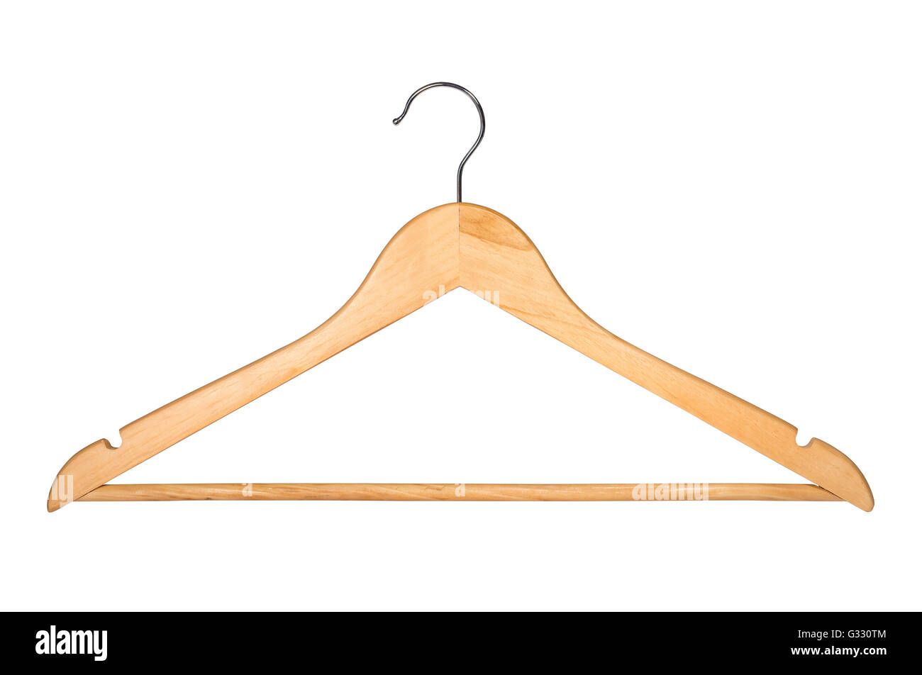 Wooden Coat Hanger Isolated on White Background (with clipping path) Stock Photo