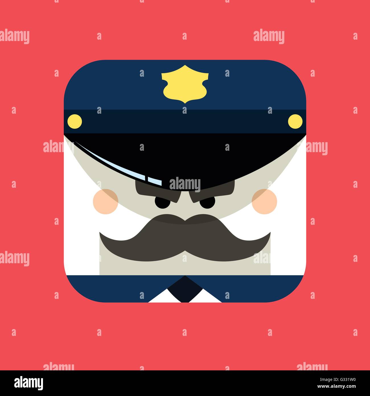 Police officer avatar illustration. Trendy policeman icon in flat style. Stock Vector