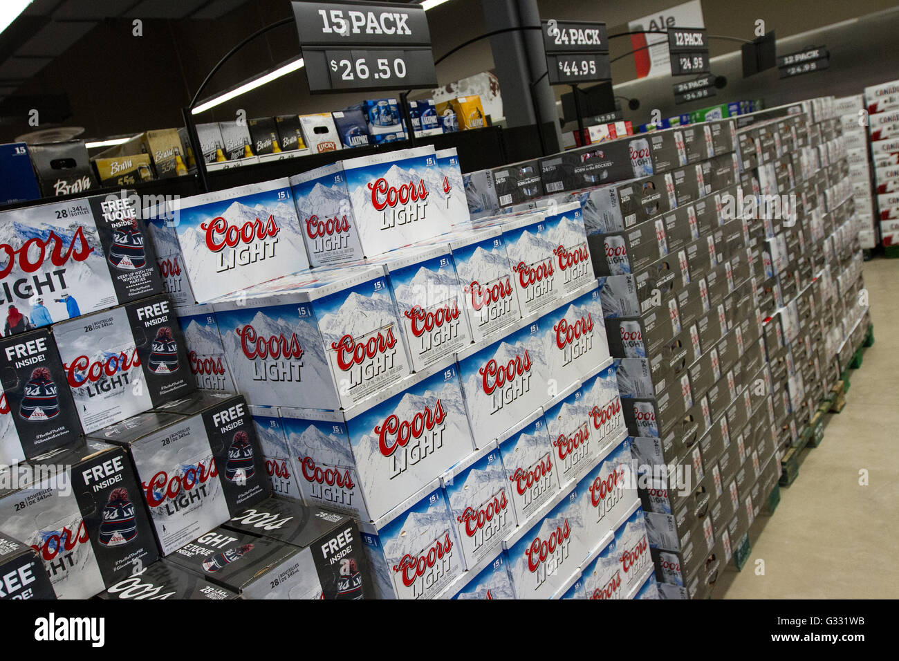 Coors Light beer cases on display at a newly opened self serve Beer