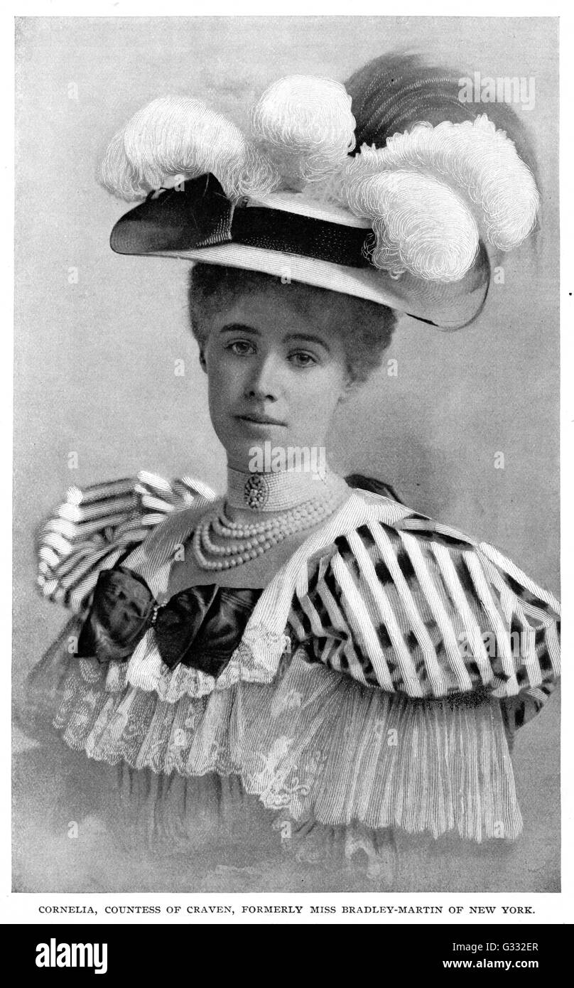 Cornelia, Countess of Craven, nee Miss Bradley-Martin of New York, was one of the American heiresses who married British nobility in the late 19th-century. Stock Photo
