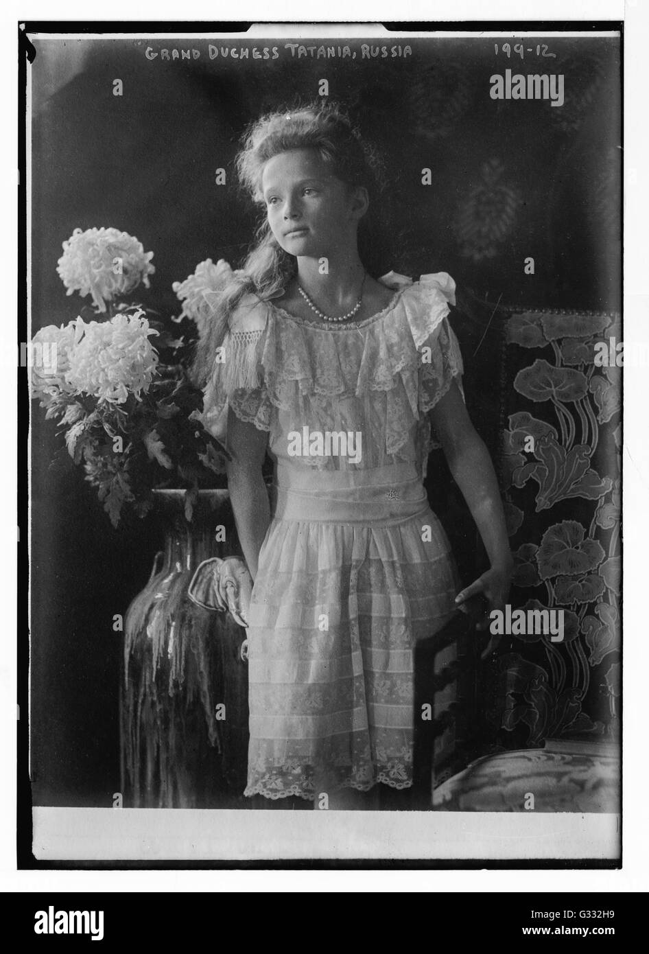 Grand Duchess Tatiana Nikolaevna (1897-1917) was the second daughter of Tsar Nikolas and Tsarina Alexandra of Russia. Stock Photo