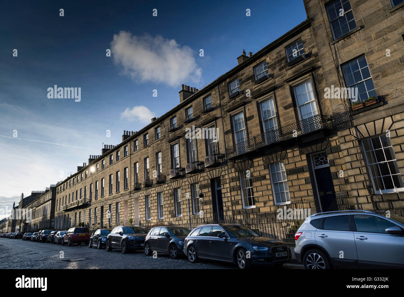 Edinburgh New Town - parking on Northumberland Street. Stock Photo