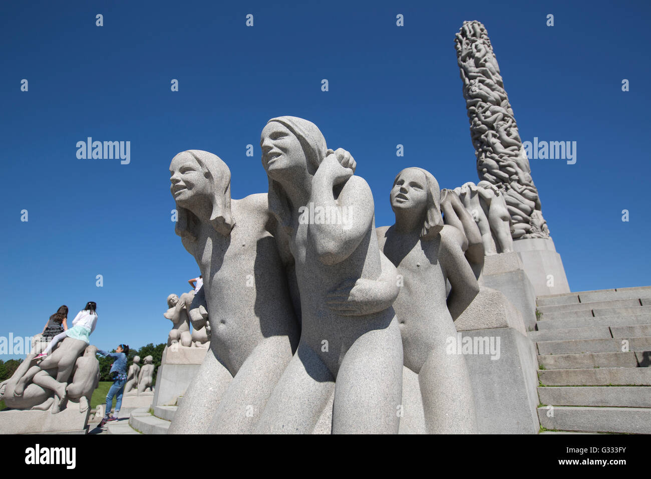 Vigeland Sculpture Park, the world's largest sculpture park made by Gustav  Vigeland, located in Frogner Park, Oslo, Norway Stock Photo - Alamy