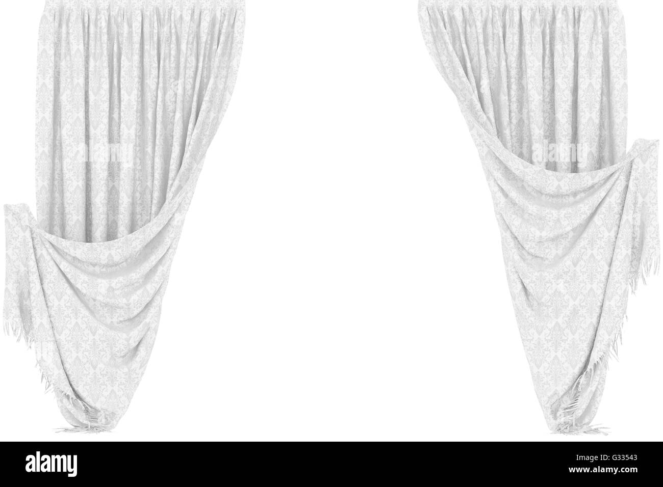 Gabardine curtain. Isolated on white background. Include clipping path. 3D illustration. Stock Photo