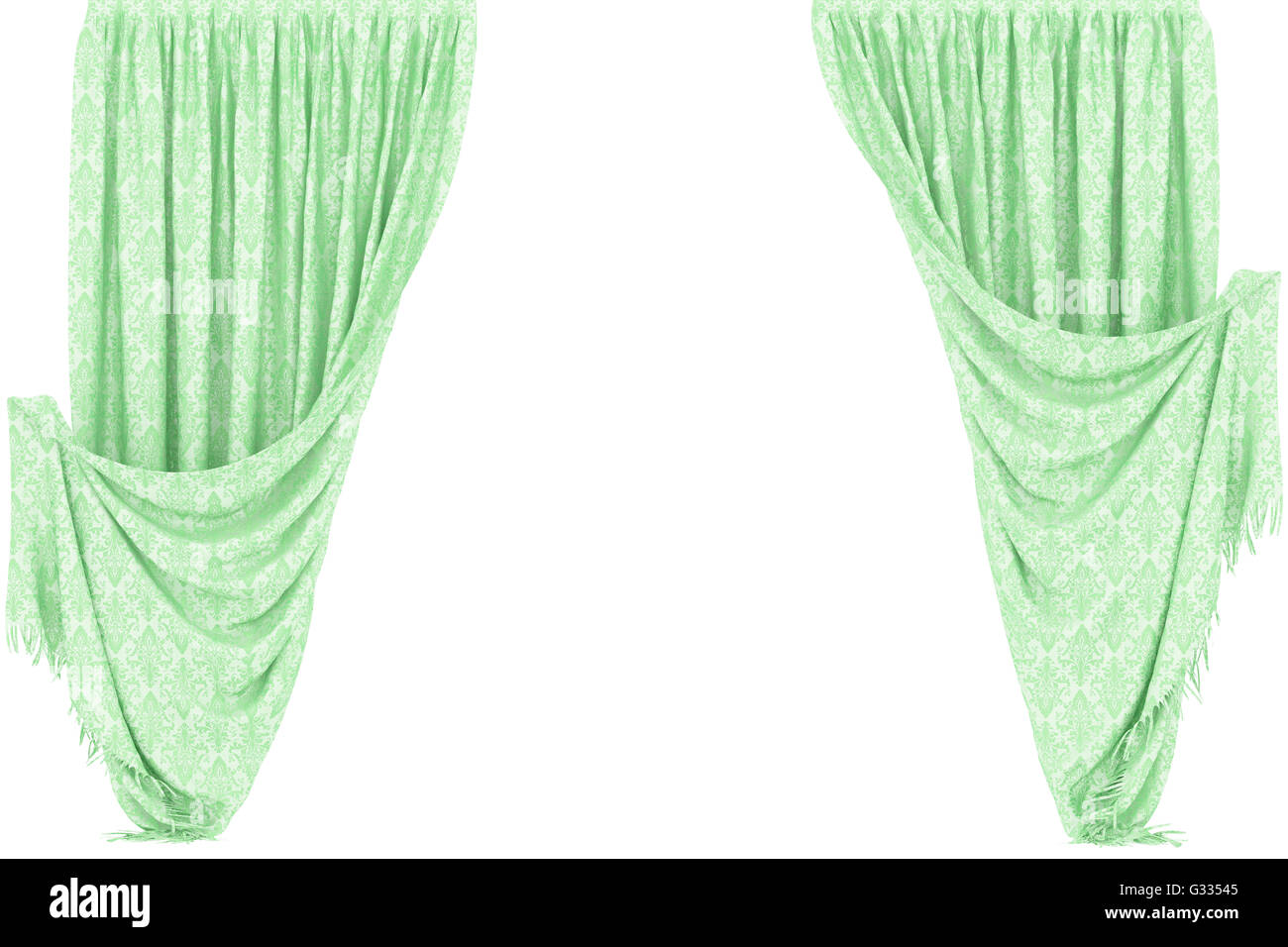 Gabardine curtain. Isolated on white background. Include clipping path. 3D illustration. Stock Photo