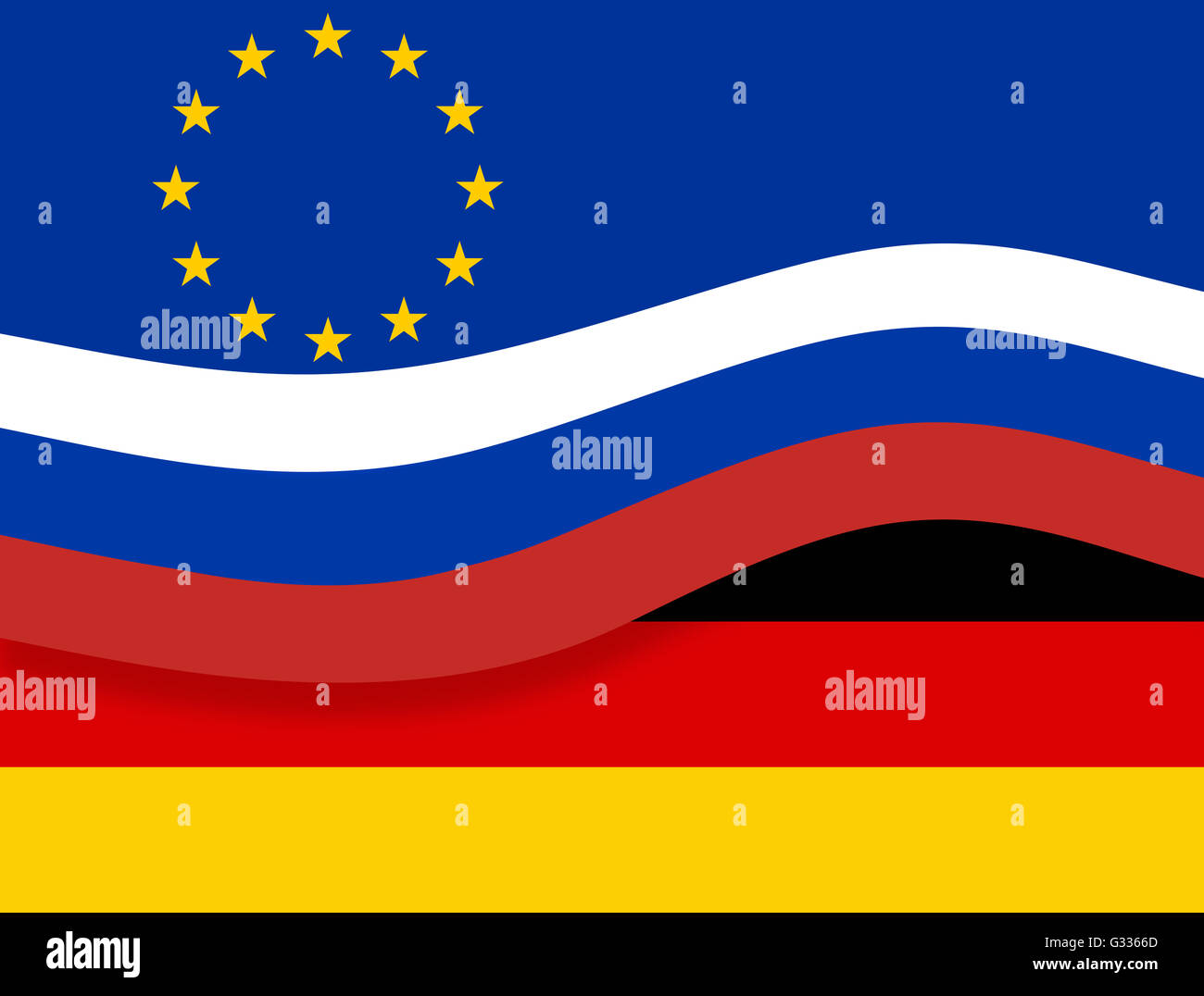 Original Europe and Germany and Russia Flag Background Stock Photo