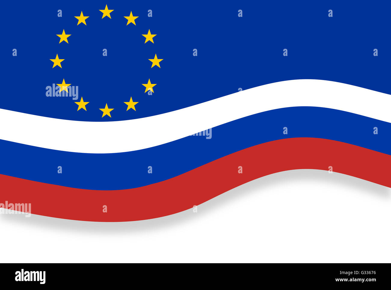 Original Europe and Russia Flag Background Stock Photo
