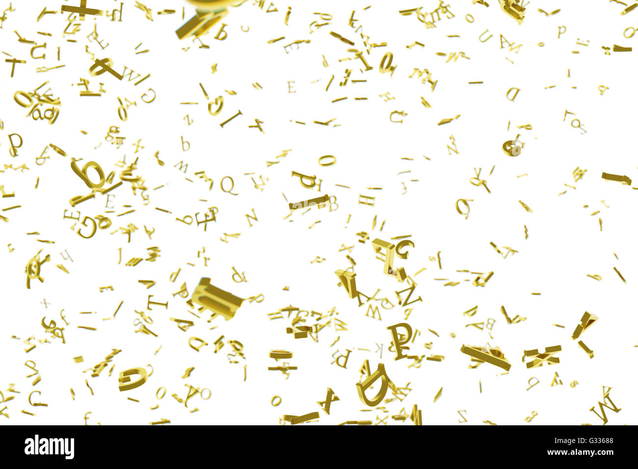 Flying letters. Isolated on white background. Include clipping path. 3d ...