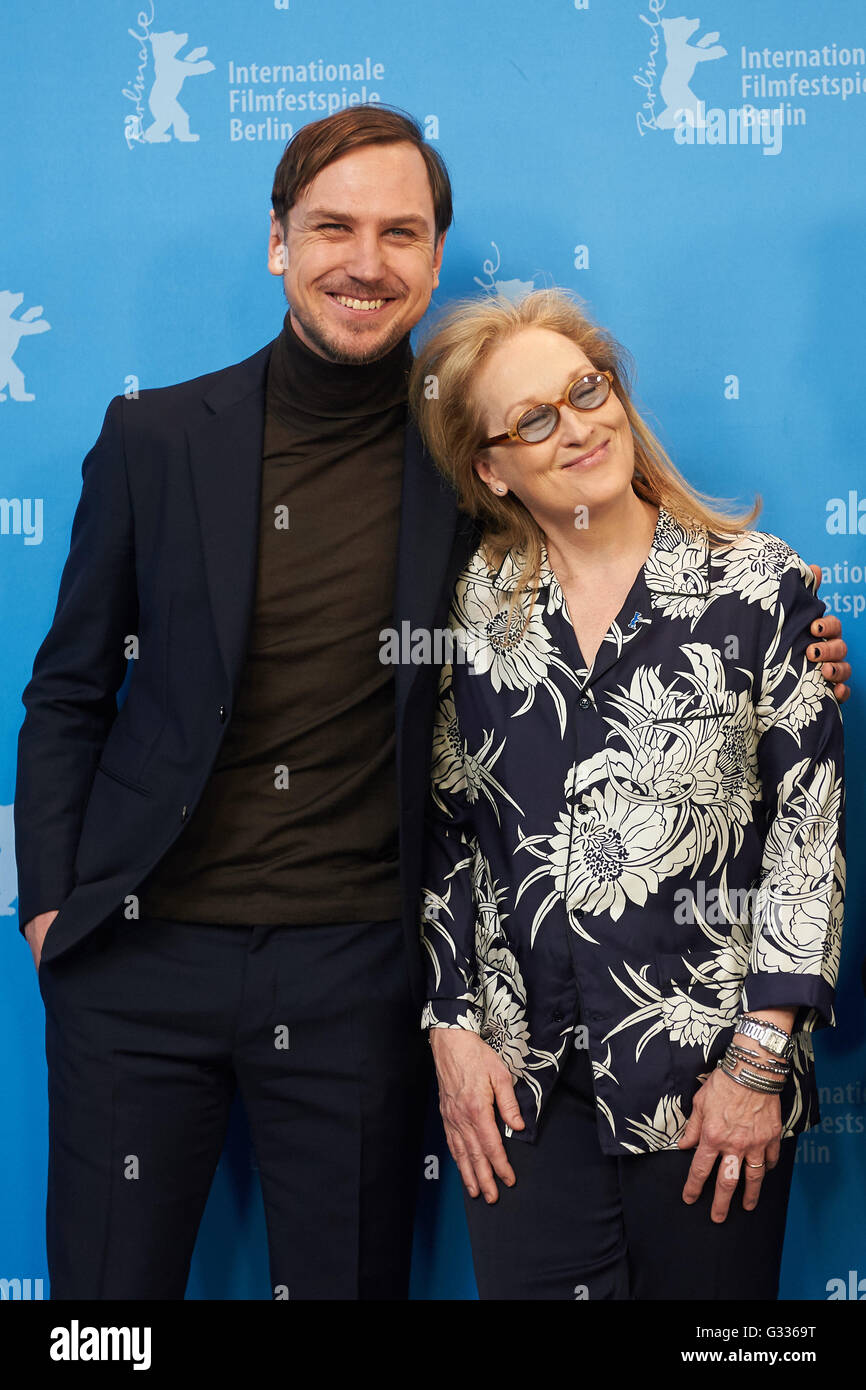 Berlin, Germany, actor Lars Eidinger and Meryl Streep at the Berlinale Stock Photo