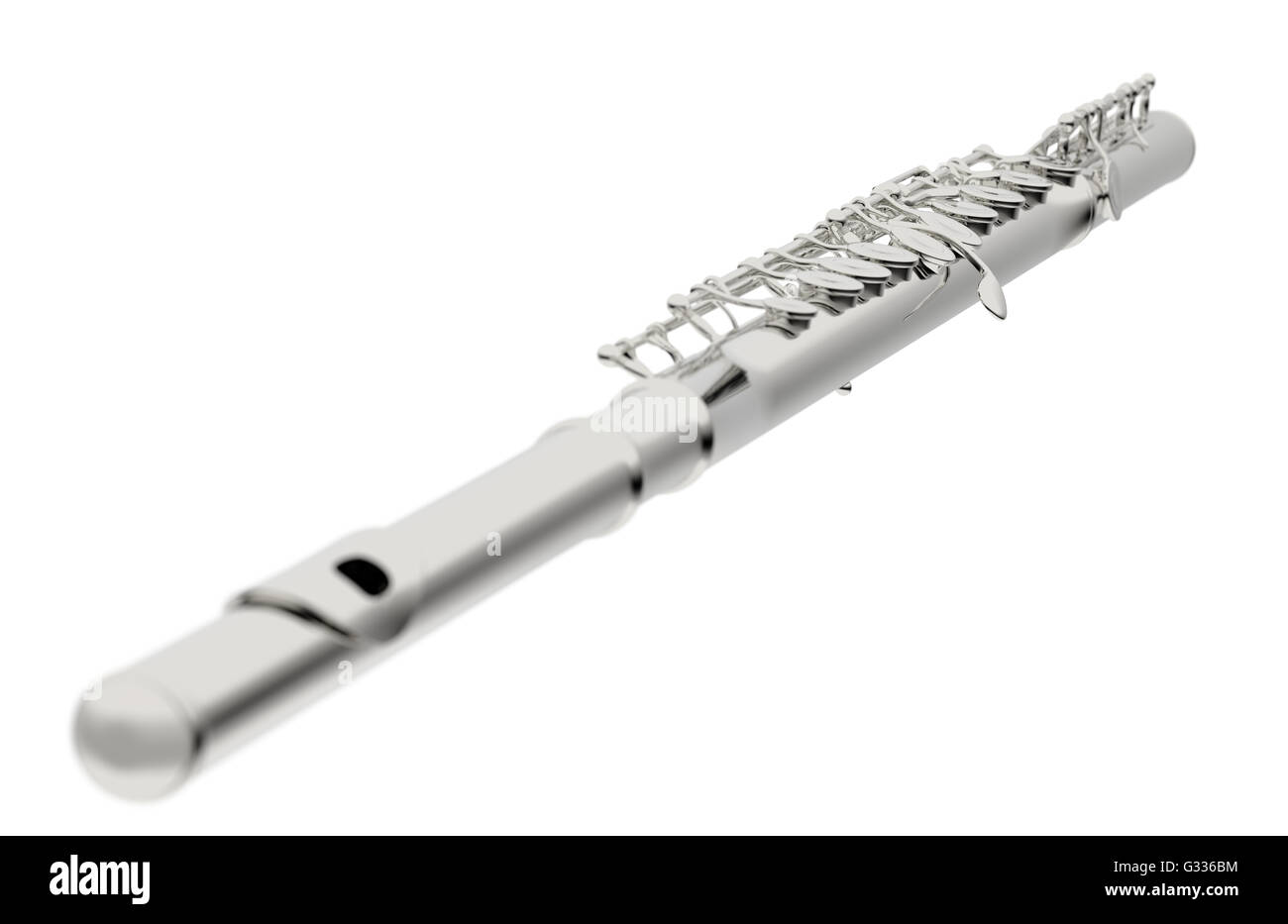 Concert flute. Isolated on white background. Include clipping path. 3d render Stock Photo