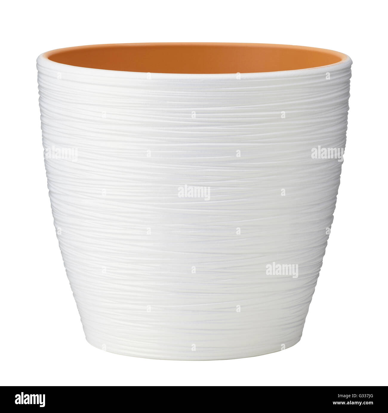 White flower pot isolated on white. Include clipping path Stock Photo